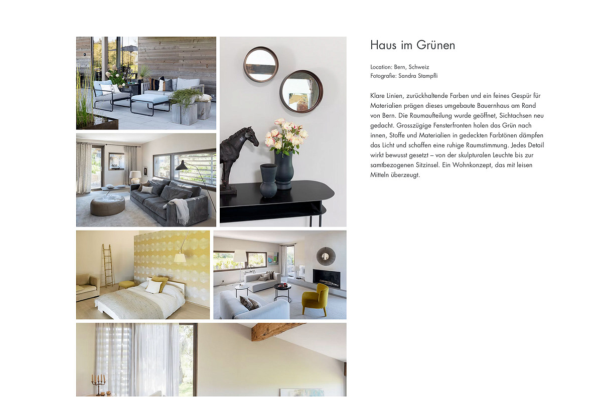 Verschiedene Architekturaufnahmen: Innen- und Aussenaufnahmen für die Website von Lisa Feiler Interieur