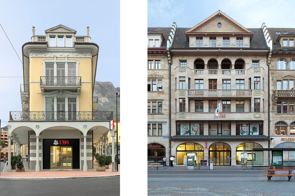 Eingang UBS Lugano und Basel