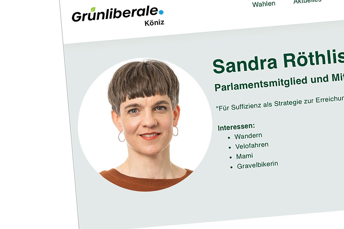 Foto der Website von Sandra Röthlisberger, Kandidatin der GLP Köniz